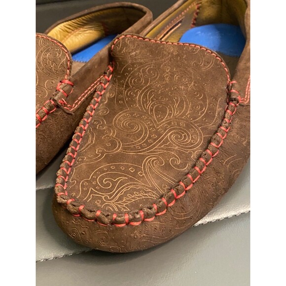 ROBERT GRAHAM Verrazano Sz 9 Brown SUEDE Paisley Driving Shoes Loafers Moccasins - Picture 3 of 8